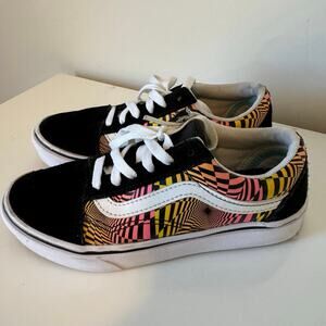 Vans Old Skool Skate Shoes Black Multicolor Sneakers Athletic size 3